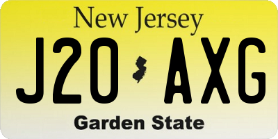 NJ license plate J20AXG