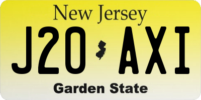 NJ license plate J20AXI