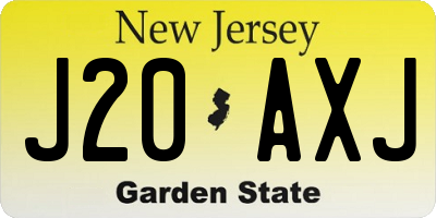NJ license plate J20AXJ
