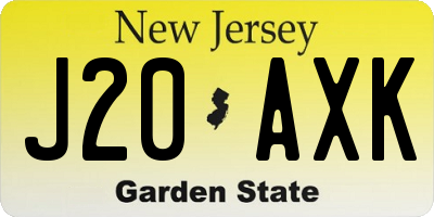 NJ license plate J20AXK