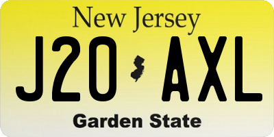 NJ license plate J20AXL