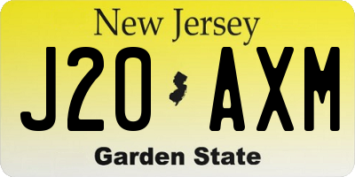 NJ license plate J20AXM