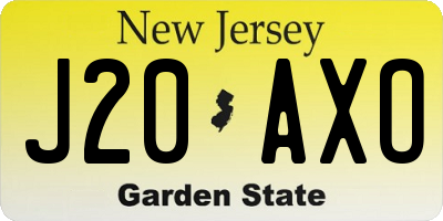 NJ license plate J20AXO
