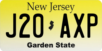 NJ license plate J20AXP