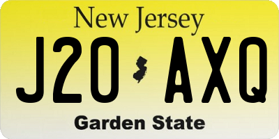 NJ license plate J20AXQ
