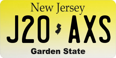 NJ license plate J20AXS