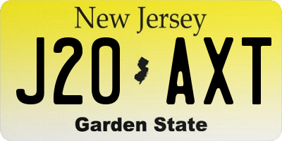 NJ license plate J20AXT