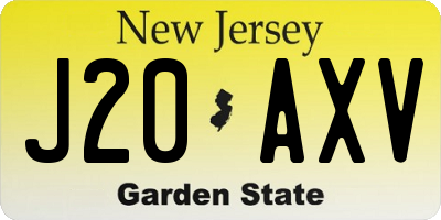 NJ license plate J20AXV