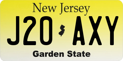 NJ license plate J20AXY