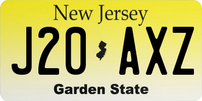 NJ license plate J20AXZ