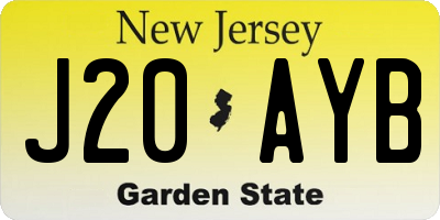 NJ license plate J20AYB