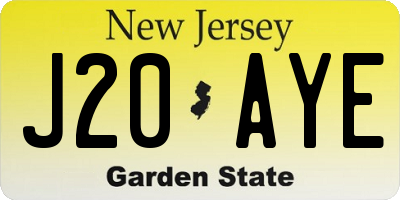 NJ license plate J20AYE