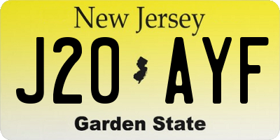 NJ license plate J20AYF
