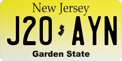 NJ license plate J20AYN