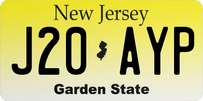 NJ license plate J20AYP