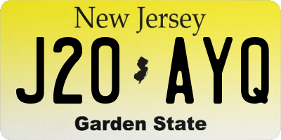 NJ license plate J20AYQ