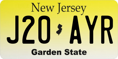 NJ license plate J20AYR