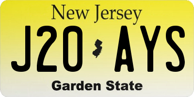 NJ license plate J20AYS