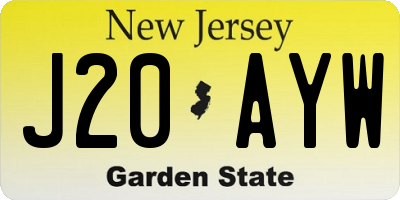 NJ license plate J20AYW