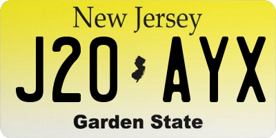 NJ license plate J20AYX