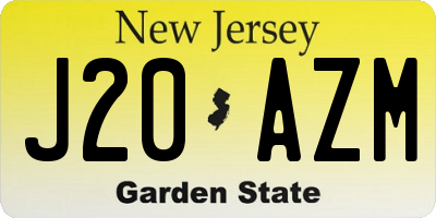NJ license plate J20AZM