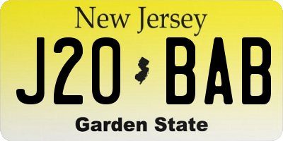 NJ license plate J20BAB