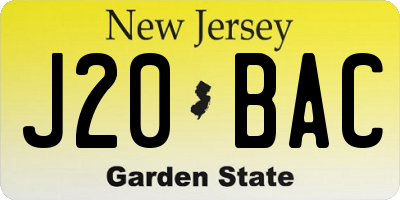 NJ license plate J20BAC