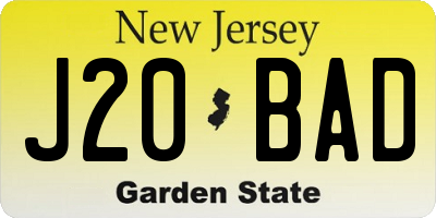 NJ license plate J20BAD