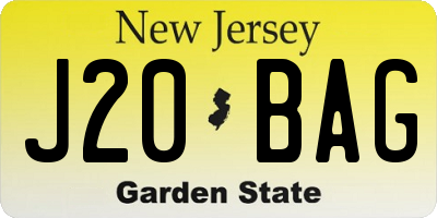 NJ license plate J20BAG
