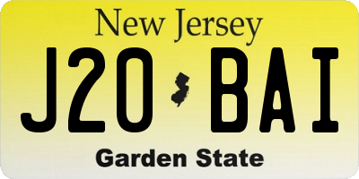 NJ license plate J20BAI