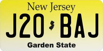 NJ license plate J20BAJ