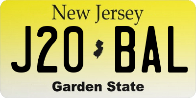 NJ license plate J20BAL