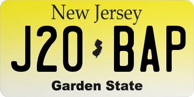 NJ license plate J20BAP