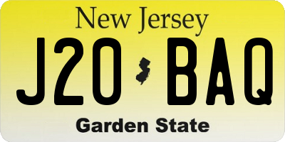 NJ license plate J20BAQ