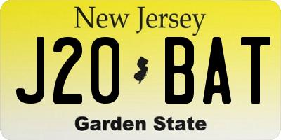 NJ license plate J20BAT