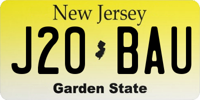 NJ license plate J20BAU