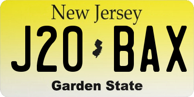 NJ license plate J20BAX