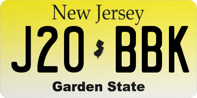 NJ license plate J20BBK