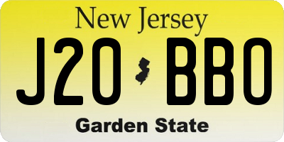 NJ license plate J20BBO
