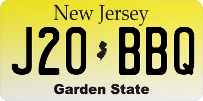 NJ license plate J20BBQ