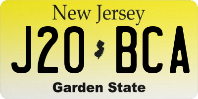 NJ license plate J20BCA