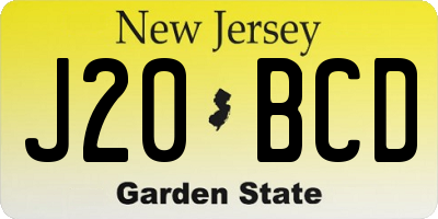 NJ license plate J20BCD