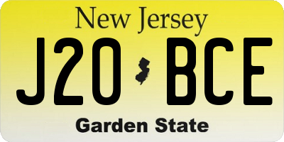 NJ license plate J20BCE