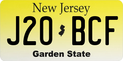 NJ license plate J20BCF