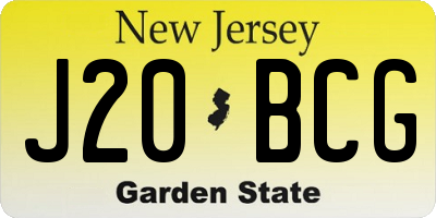 NJ license plate J20BCG