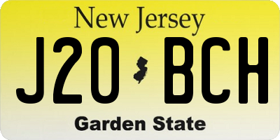 NJ license plate J20BCH