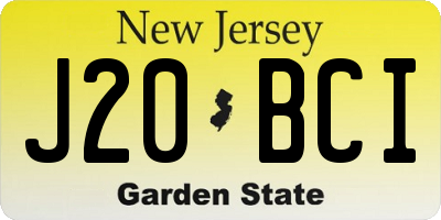 NJ license plate J20BCI