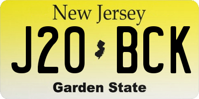 NJ license plate J20BCK