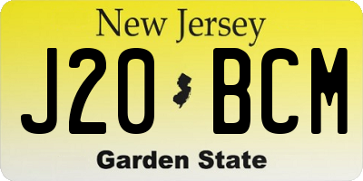 NJ license plate J20BCM