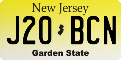 NJ license plate J20BCN